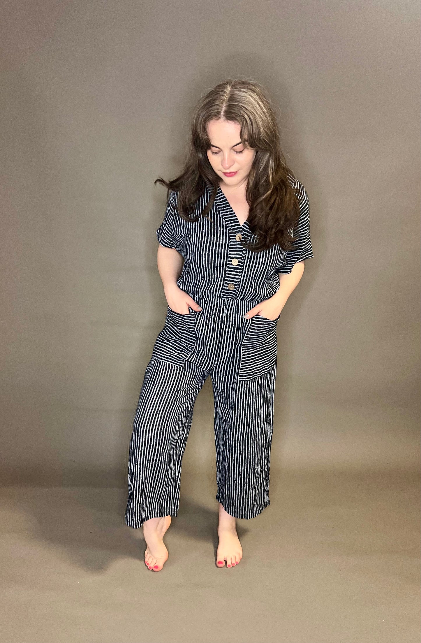 Made In Italy Striped Jumpsuit