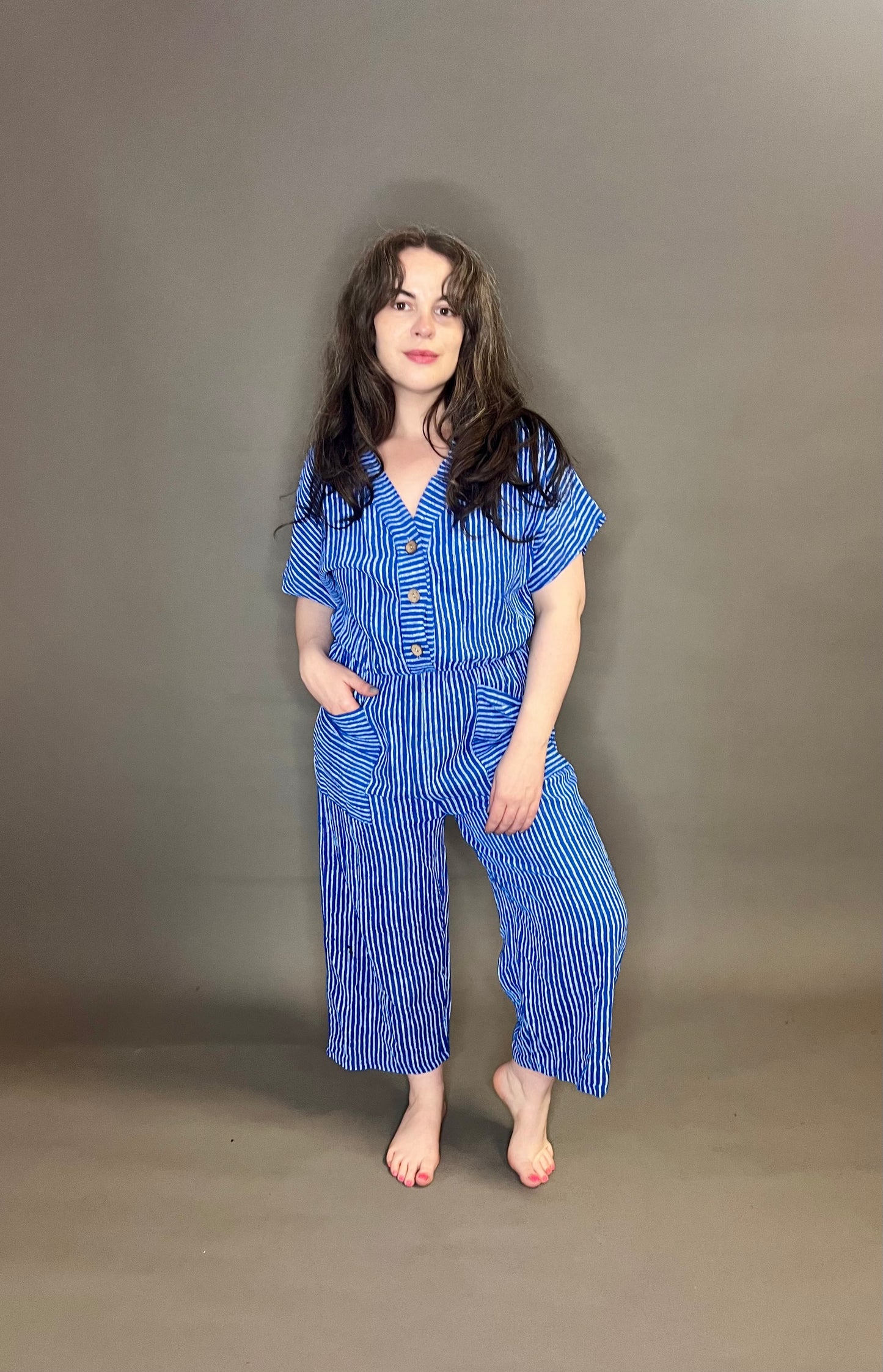 Made In Italy Striped Jumpsuit