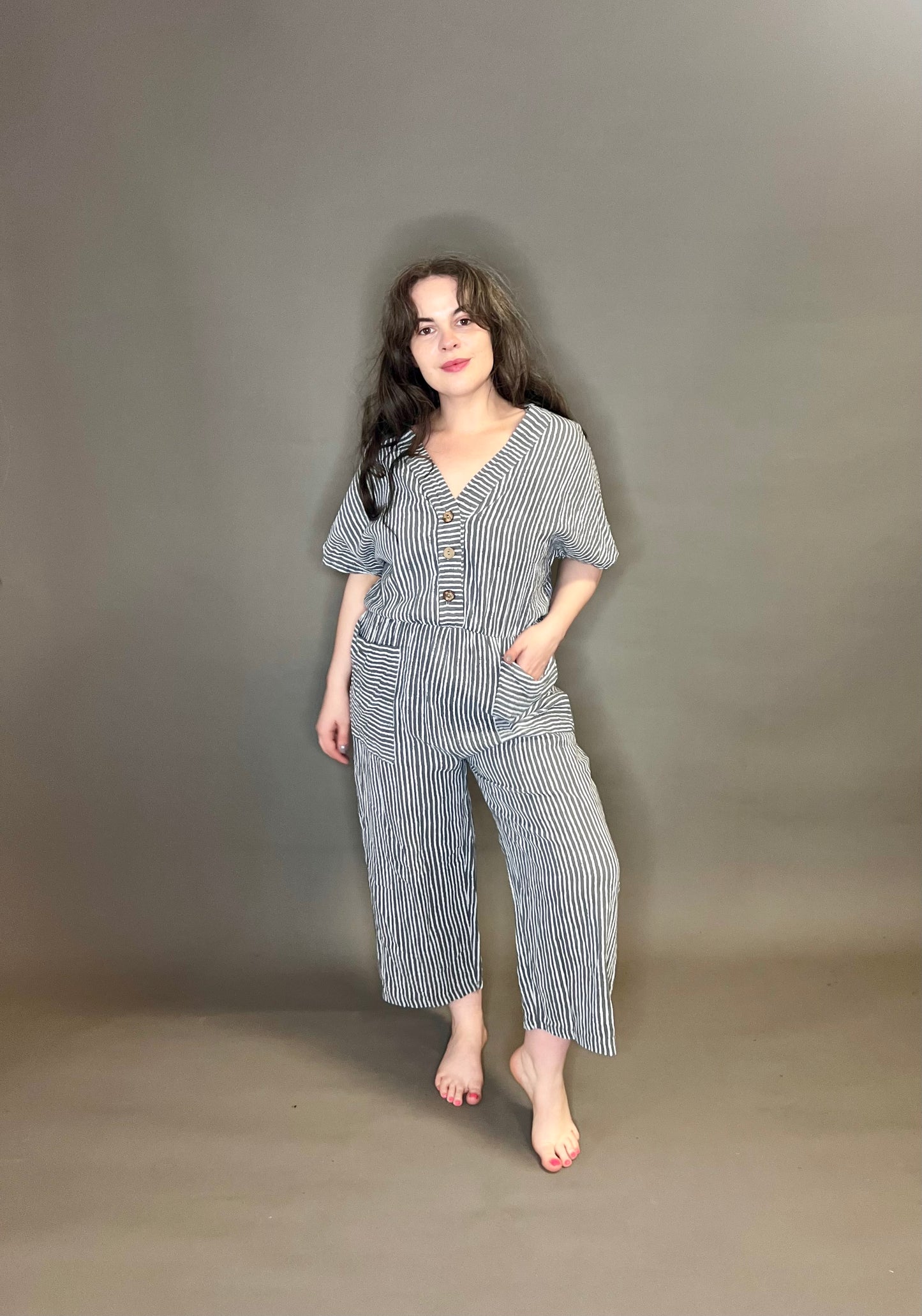 Made In Italy Striped Jumpsuit