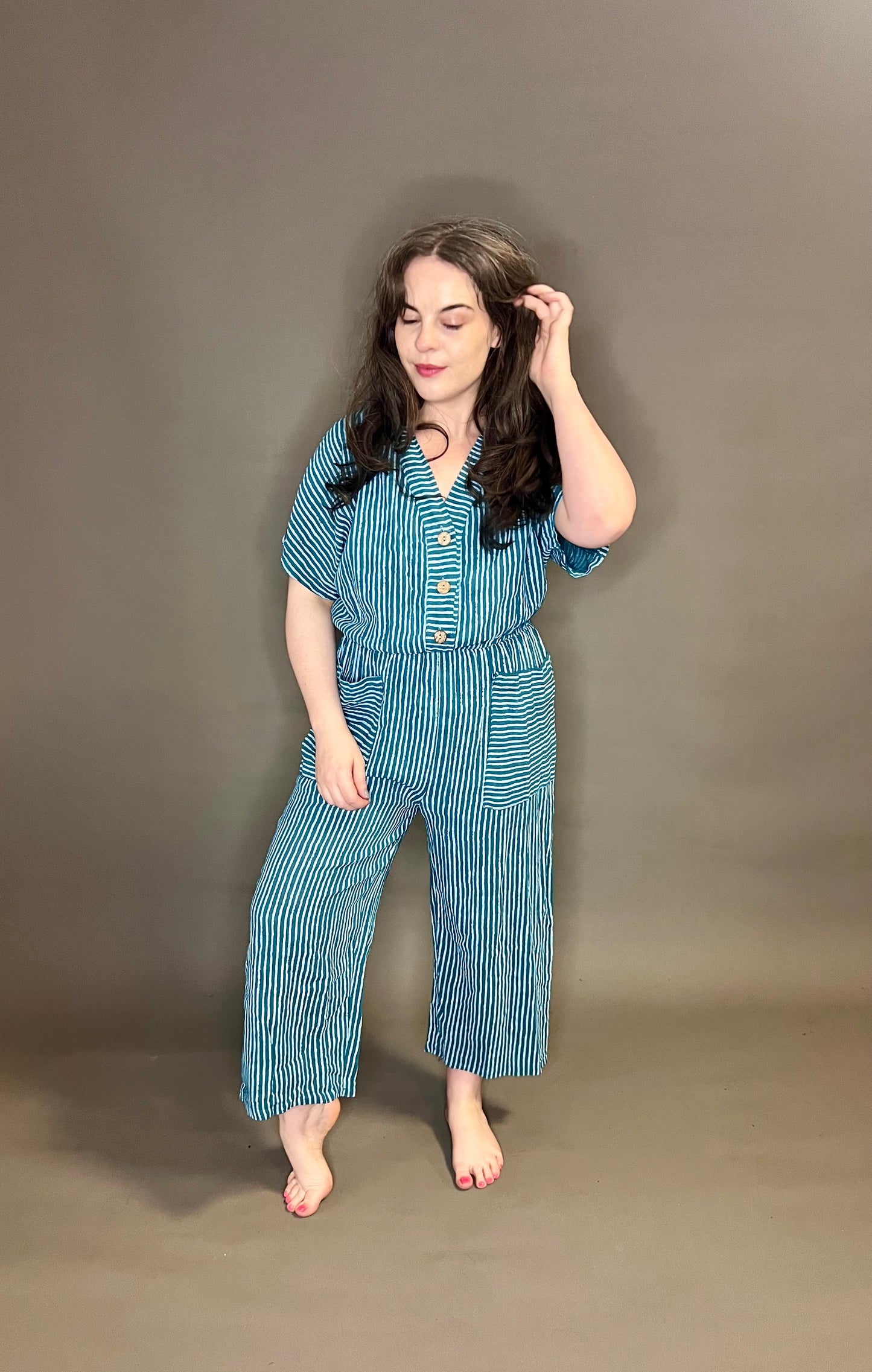 Made In Italy Striped Jumpsuit