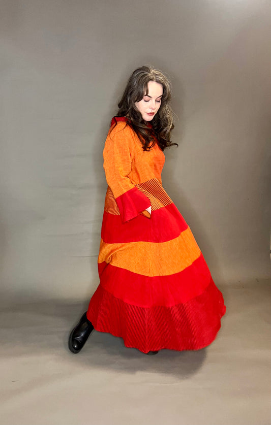 Terry Macey Circle Dress in Oranges/ Reds