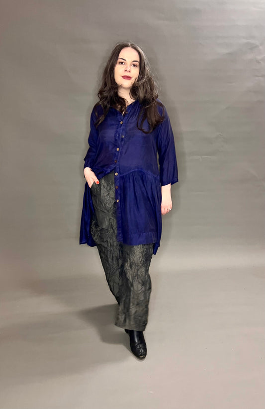 Eira Deep Blue Silk Shirt