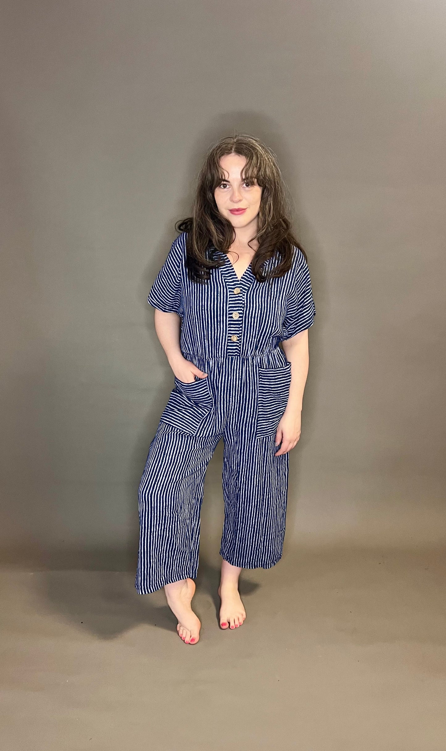 Made In Italy Striped Jumpsuit