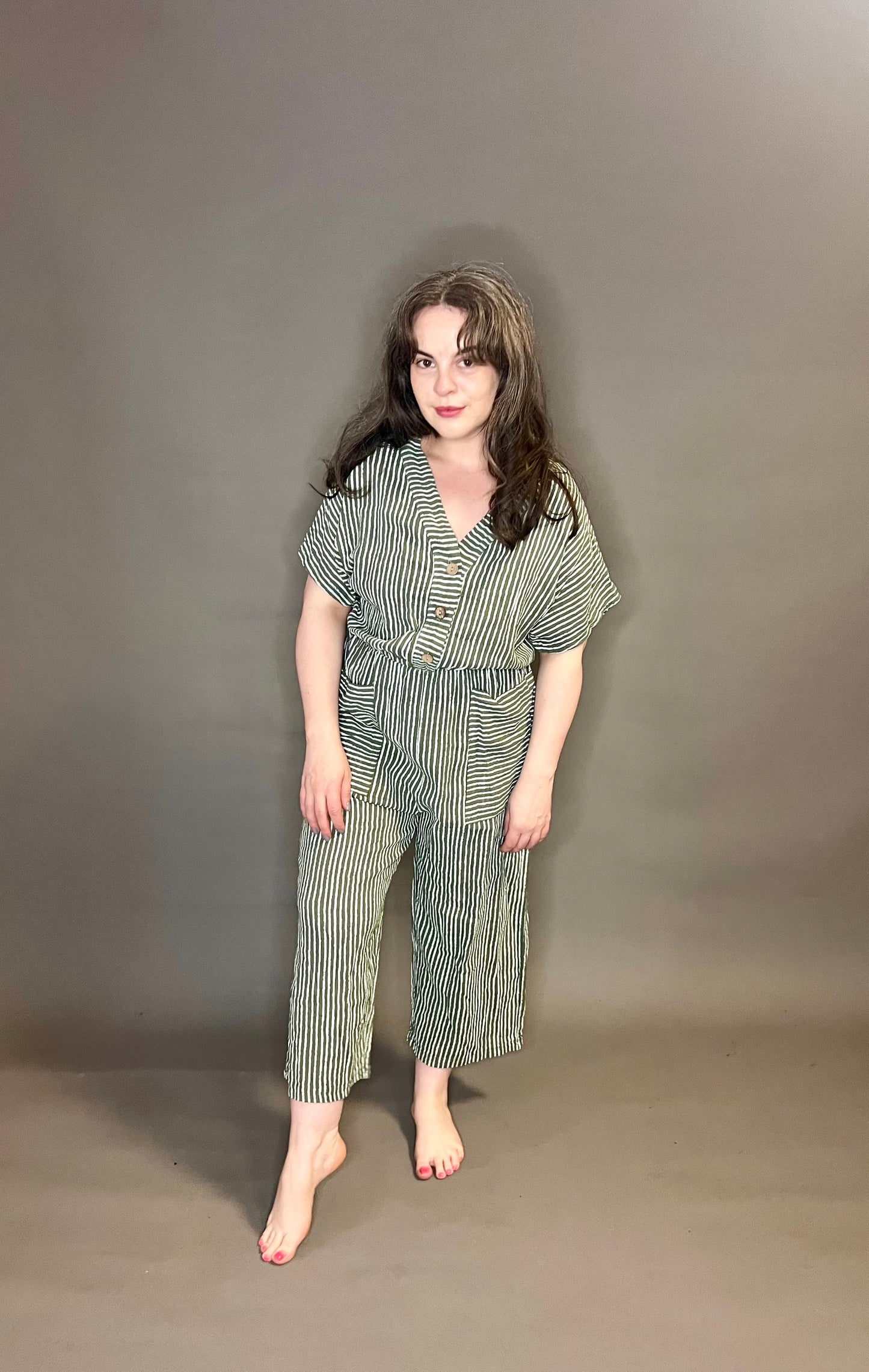 Made In Italy Striped Jumpsuit