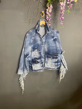 Load image into Gallery viewer, Denim fringe jacket