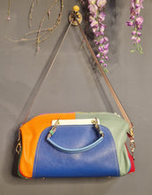 Load image into Gallery viewer, Oska Johansson, Leather Rainbow Bag. With White and Blue Facing Panels.